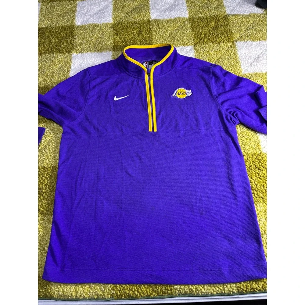 Nike NBA Los Angeles Lakers Purple Quarter Zip‎ Pullover Dri-FIT Mens Large